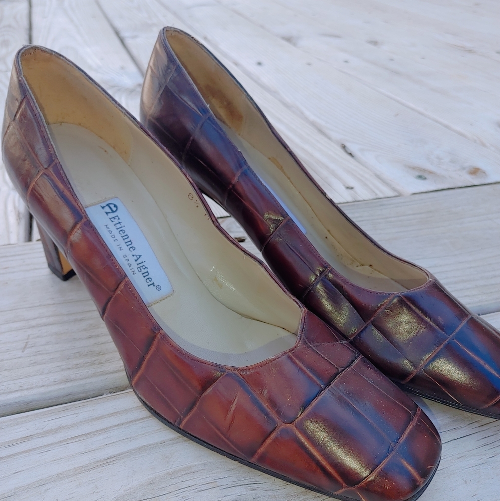 Womens Authenic Crocodile Leather Heels SZ 8N